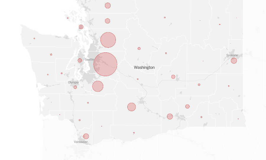 Confirmed cases in Washington 4/14/2020